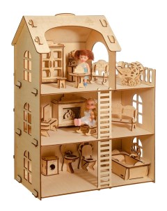 Кукольный домик Забава сборный деревянный Теремок