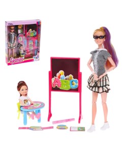 Кукла модель шарнирная Первая учительница с малышкой мебелью и аксессуарами 7024170W Nobrand