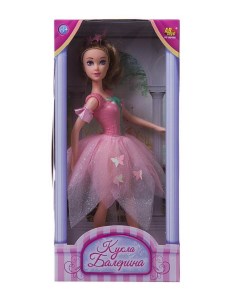Кукла Балерина 30см в бледно розовой юбке лепесток с бабочками PT 00440 w1 Abtoys