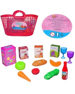 Игровой набор Abtoys Помогаю Маме Продукты в красной корзине 14 предметов Junfa toys