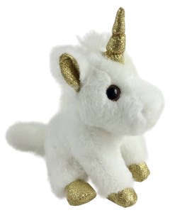 Единорог белый с золотом 15 см игрушка мягкая Abtoys