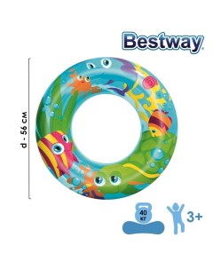 Круг надувной для плавания Морской мир 56 см цвета МИКС 36013 Bestway