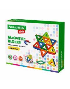 Конструктор Big Magnetic Blocks 34 34 дет с колесной базой 663845 Brauberg