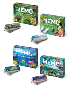 Настольные игры Мемо набор Животные Пернатый мир Подводный мир Динозавры Нескучные игры