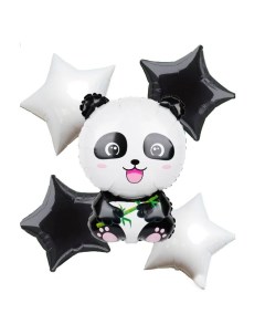 Набор фольгированных воздушных шаров Панда с веточкой бамбука Magic balloon