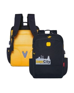 Рюкзак молодежный 45 х 31 х 12 см эргономичная спинка М 4 чёрный жёлтый M Across