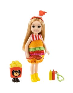 Кукла Челси в тематическом костюме бургер с питомцем Barbie