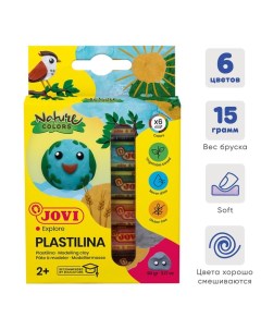 Пластилин на растительной основе 6 цветов 90 г лесная палитра картон европодвес Jovi