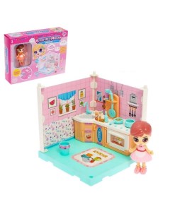 Пластиковый домик для кукол В гостях у Молли кухня с куклой и аксессуарами Happy valley