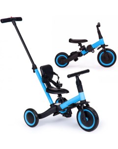Детский беговел велосипед 4в1 с родительской ручкой синий TR007 BLUE Cs toys