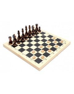 Набор большой 2 в 1 большой Шахматы гроссмейстерские шашки деревянные с доской Рыжий кот