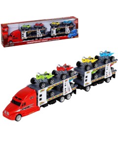 Машинка детская инерционная Автовоз с квадроциклами красный JB0403352 Jinjia toys