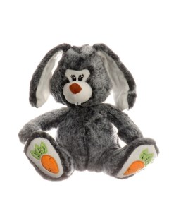 Мягкая игрушка Кролик с морковками цвет серый Nobrand