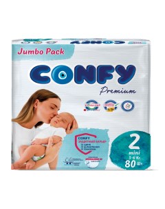 Подгузники детские Premium 3 6 кг размер 2 памперсы JUMBO 80шт Confy