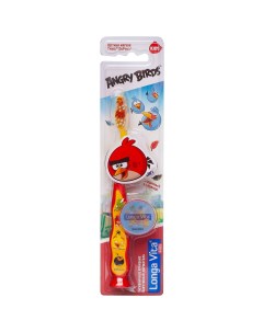 Зубная щетка Angry Birds детская с защитным колпачком присоской 5 красная Лонга вита