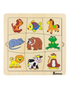 Рамка вкладыш Животные 9 карточек Alatoys