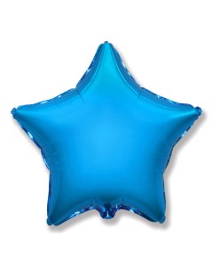 Шар фольгированный 32 Звезда без рисунка металл цвет синий 1260869 Flexmetal
