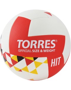 Мяч для волейбола Hit V32055 White Red 5 Torres