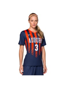 Футболка спортивная женская синяя с надписью Auburn размер M Under armour