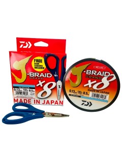 Шнур плетеный J Braid Grand x8 135 m голубой с рыболовными ножницами 0 13 mm Daiwa