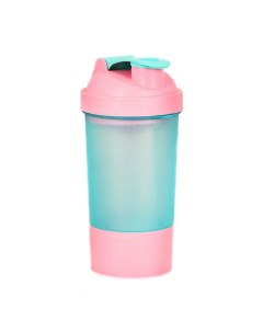 Шейкер спортивный с чашей под протеин голубо розовый 500 мл Nobrand