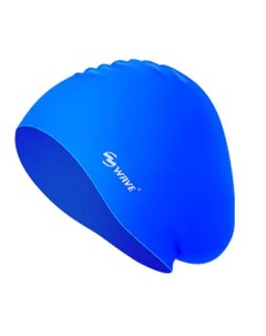 Шапочка для плавания силиконовая для длинных волос 56 67 см синяя SC4614 Wave