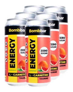 Энергетический напиток с Л карнитином energy 6шт по 500мл грейпфрут Bombbar