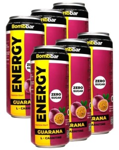 Энергетический напиток без сахара с Л карнитином ENERGY 6шт по 500мл Маракуйя Bombbar