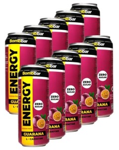 Энергетический напиток без сахара с Л карнитином ENERGY 10шт по 500мл Маракуйя Bombbar