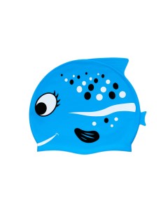 Шапочка для плавания детская до 56 см рыбка голубая силикон Mystyle