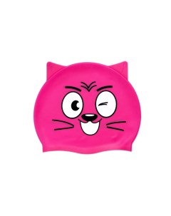 Шапочка для плавания детская до 56 см котик розовый силикон Mystyle