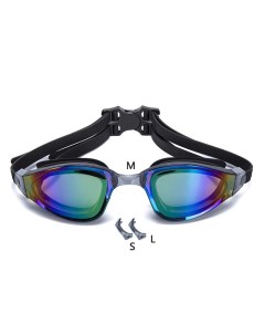 Очки для плавания взрослые зеркальные 3 переносицы AF от UVA UVB силикон Mystyle
