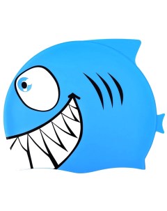 Шапочка для плавания детская до 56 см рыбка с зубами голубая силикон Mystyle