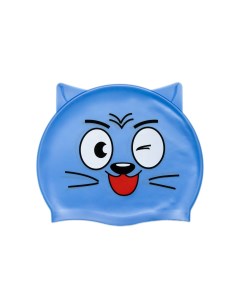 Шапочка для плавания детская до 56 см котик голубой силикон Mystyle