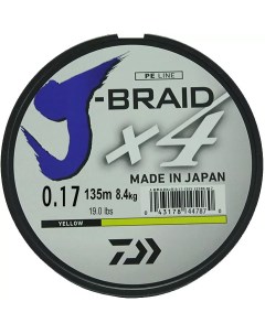 Леска плетеная J Braid X4 0 17мм 135м желтая Daiwa