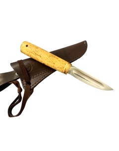 Нож якутский малый кованая сталь 95х18 рукоять карельская береза Semin
