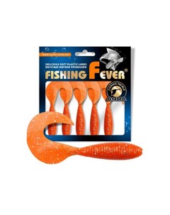 Твистер FishingFever ARGO 6 0cm 2 0g 6 шт 028 оранжевый с блестками 1 уп Aqua