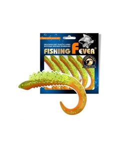 Твистер FishingFever REAL 6 5cm 2 5g 5шт 10NAM прозрач зелено оранж с блест Aqua