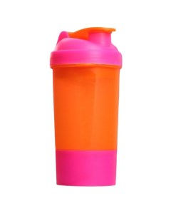 Шейкер спортивный с чашей под протеин орнанжево розовый 500 мл Nobrand