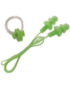 Набор для плавания беруши на шнурке и зажим для носа зеленый B31576 Спортекс