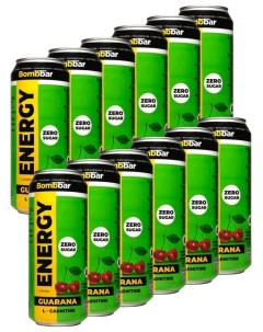 Энергетический напиток без сахара с Л карнитином ENERGY 12шт по 500мл Вишня Bombbar