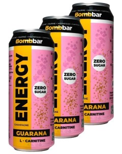 Энергетический напиток без сахара с Л карнитином ENERGY 3шт по 500мл Шампанское Bombbar