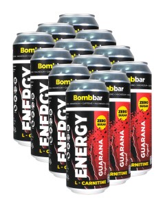 Энергетический напиток без сахара с Л карнитином ENERGY Original 12шт по 500мл Bombbar