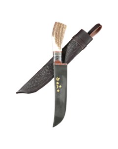 Нож Пчак Шархон Большой косуля широкая рукоять гарда олово гравировка ШХ 15 17 19 см Шафран