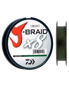 Шнур плетеный J Braid x8 0 18 мм 12 0 кг 150 м цвет темно зеленый Daiwa