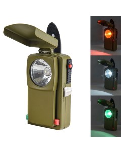 Ретро армейский фонарь светодиодный с защитной крышкой зеленый army green Филин