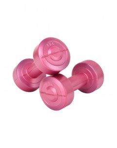 Неразборные гантели виниловые Gym Fitness 2 x 1 кг розовый Kett-up