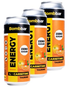 Энергетический напиток без сахара с Л карнитином energy 3шт по 500мл апельсин Bombbar