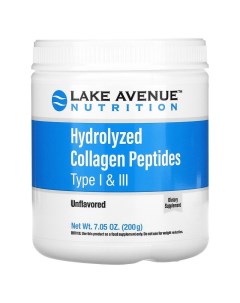 Коллаген Hydrolyzed Collagen Peptides Type I III гидролизованные п Lake avenue nutrition