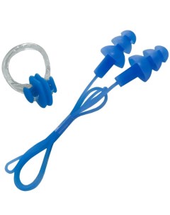 Набор для плавания беруши на шнурке и зажим для носа синий B31576 Спортекс